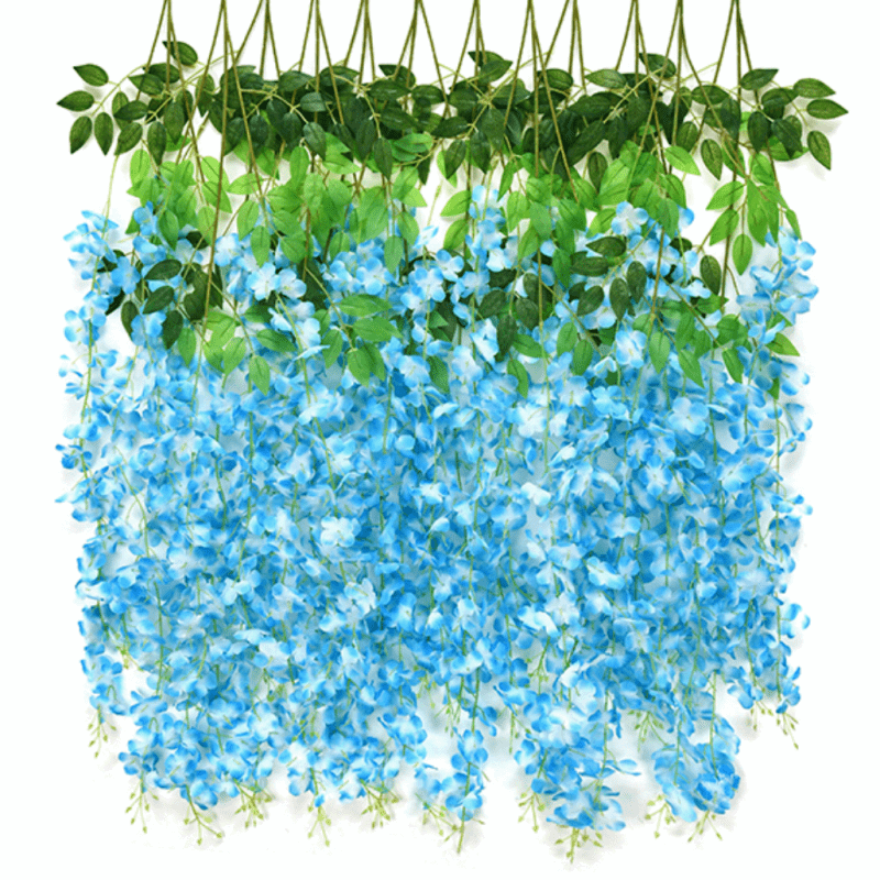 Elegant 12pcs Pink Wisteria Artificial Flowers - UV-Protected, Silk-Like Decor - Graceland Home and Living -  