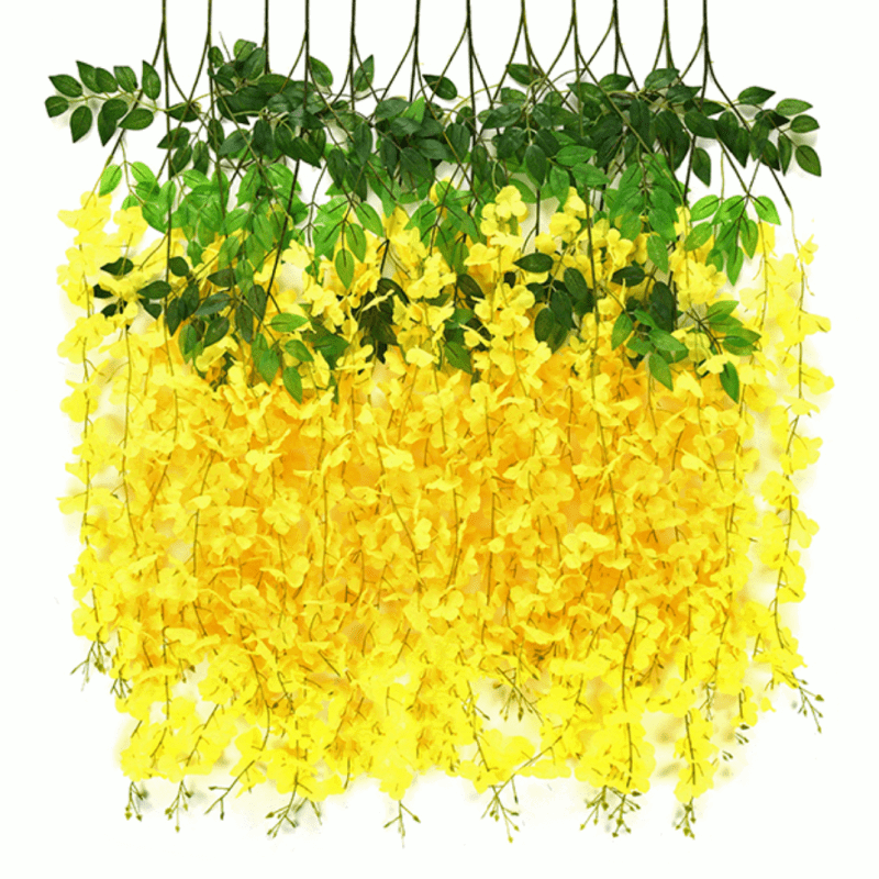 Elegant 12pcs Pink Wisteria Artificial Flowers - UV-Protected, Silk-Like Decor - Graceland Home and Living -  