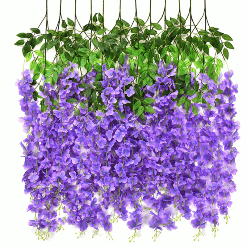 Elegant 12pcs Pink Wisteria Artificial Flowers - UV-Protected, Silk-Like Decor - Graceland Home and Living -  