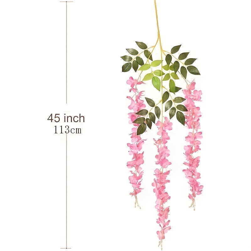 Elegant 12pcs Pink Wisteria Artificial Flowers - UV-Protected, Silk-Like Decor - Graceland Home and Living -  