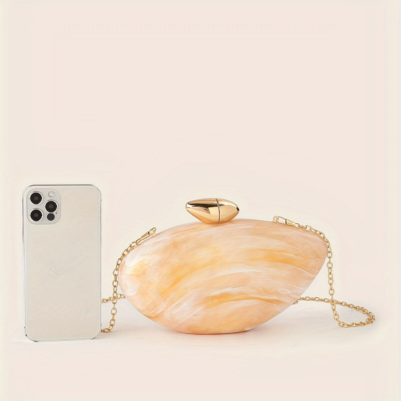 Elegant Marble Print Clutch with Magnetic Closure and Detachable Chain - Graceland Home and Living -  
