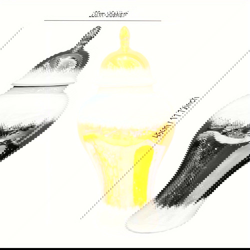 Elegant White And Golden Ceramic Vase: Contemporary Style - Graceland Home and Living -  