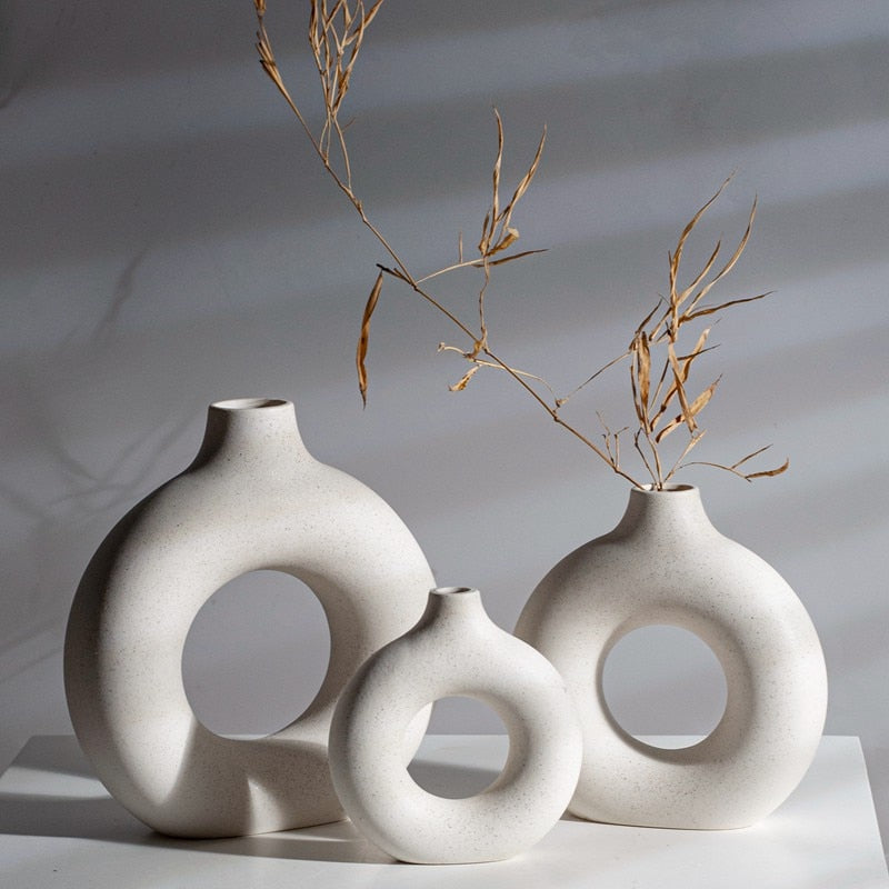 Exotic Circular Hollow Ceramic Vase Graceland Home and Living