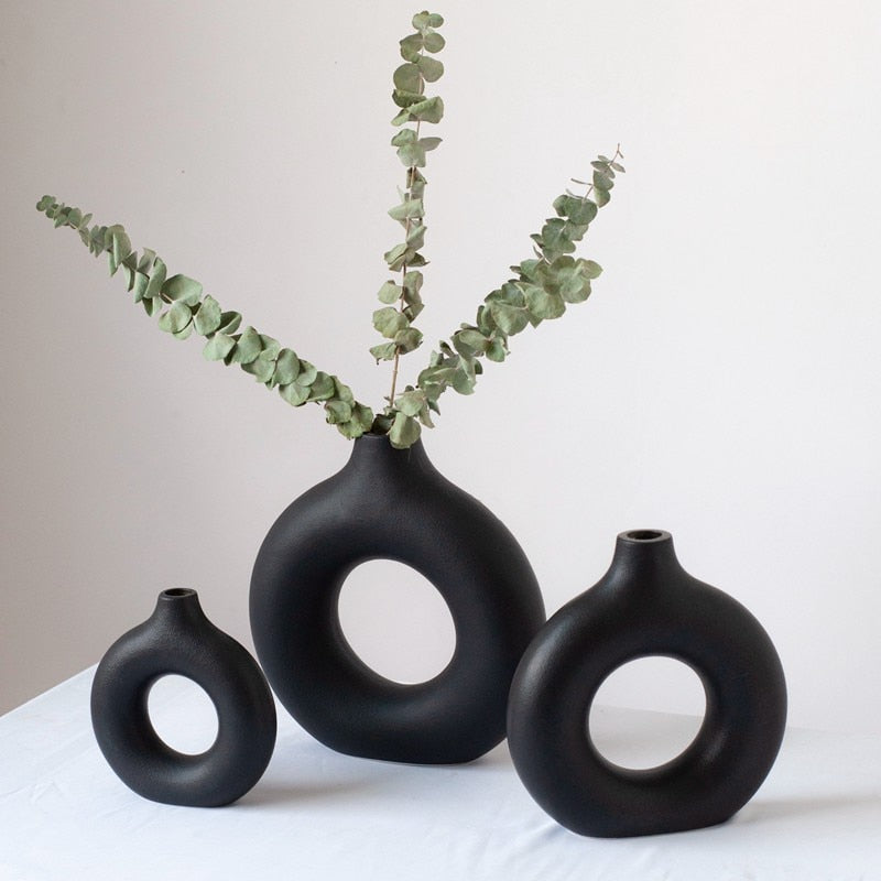 Exotic Circular Hollow Ceramic Vase Graceland Home and Living