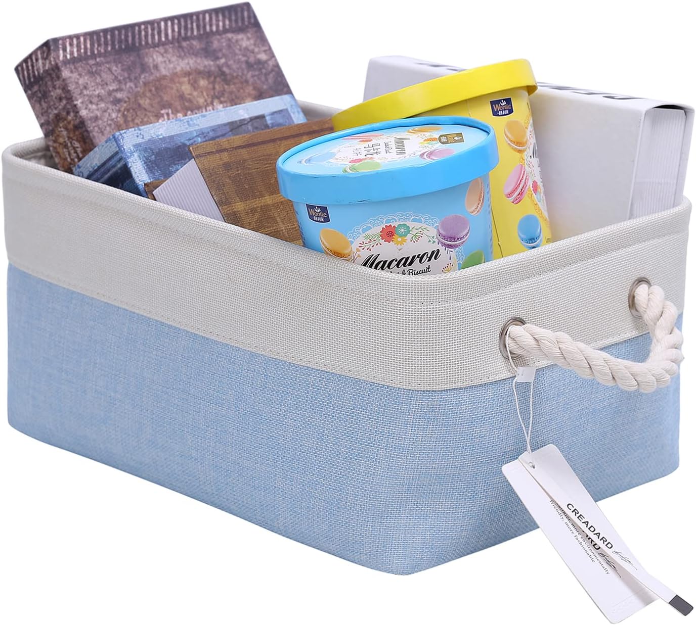 Fabric Storage Basket Set of 3, Foldable Linen Storage Box - Graceland Home and Living -  