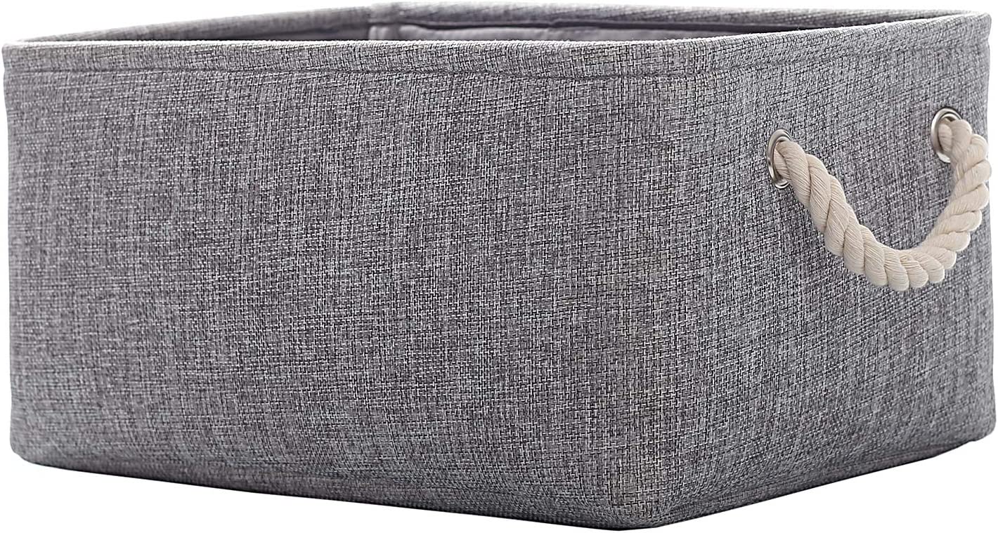Fabric Storage Basket Set of 3, Foldable Linen Storage Box - Graceland Home and Living -  