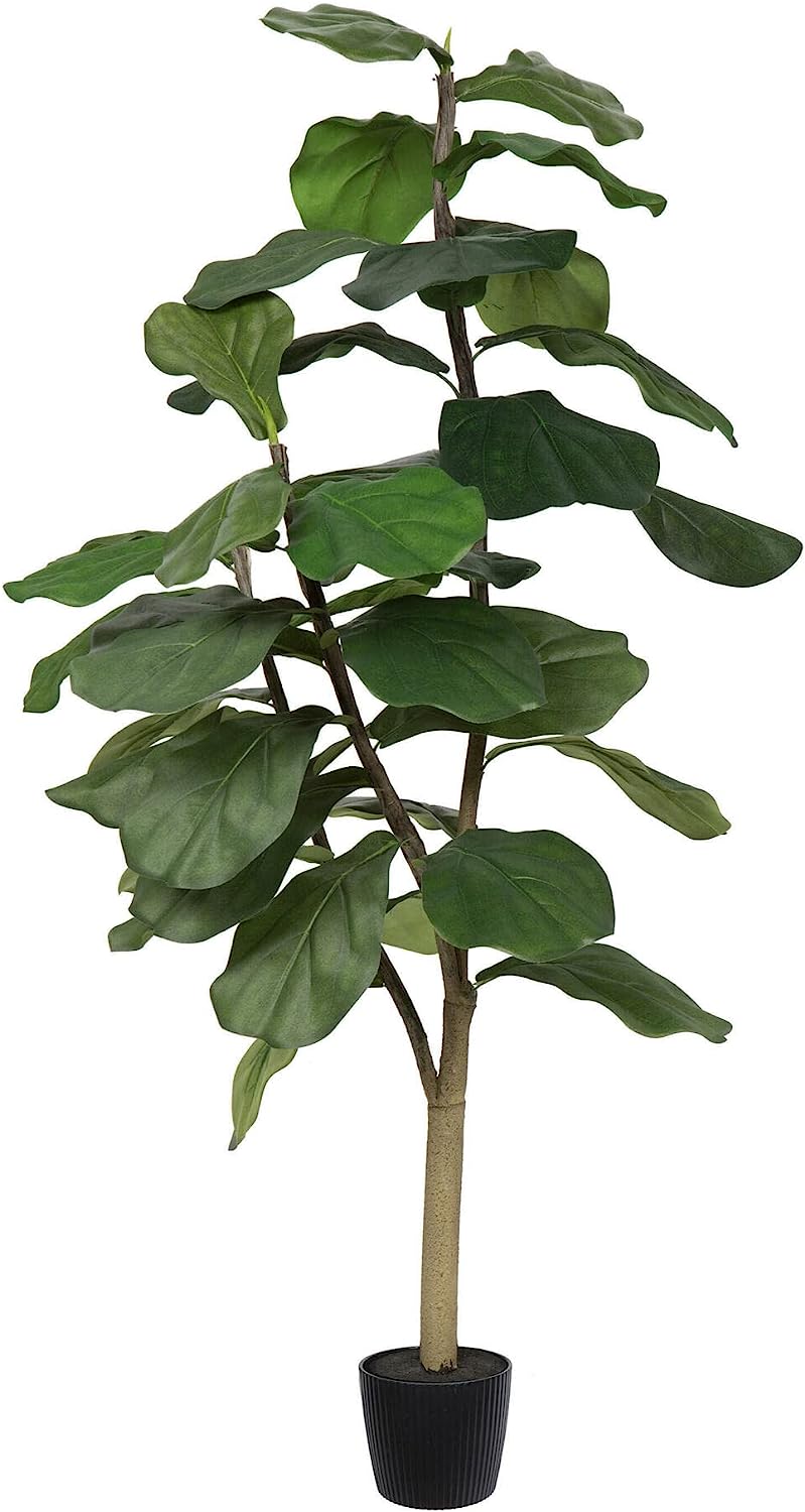Faux Fiddle Leaf Fig Tree 4ft Tall  with 39 Large Fiddle Leaves - Graceland Home and Living -  