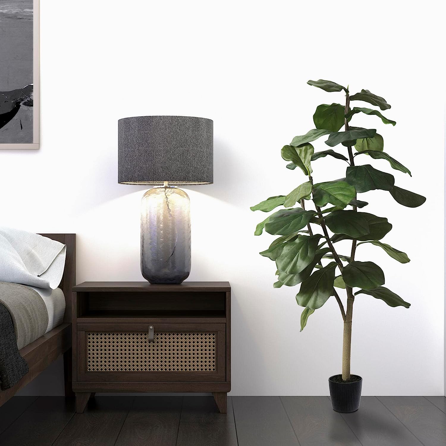 Faux Fiddle Leaf Fig Tree 4ft Tall  with 39 Large Fiddle Leaves - Graceland Home and Living -  