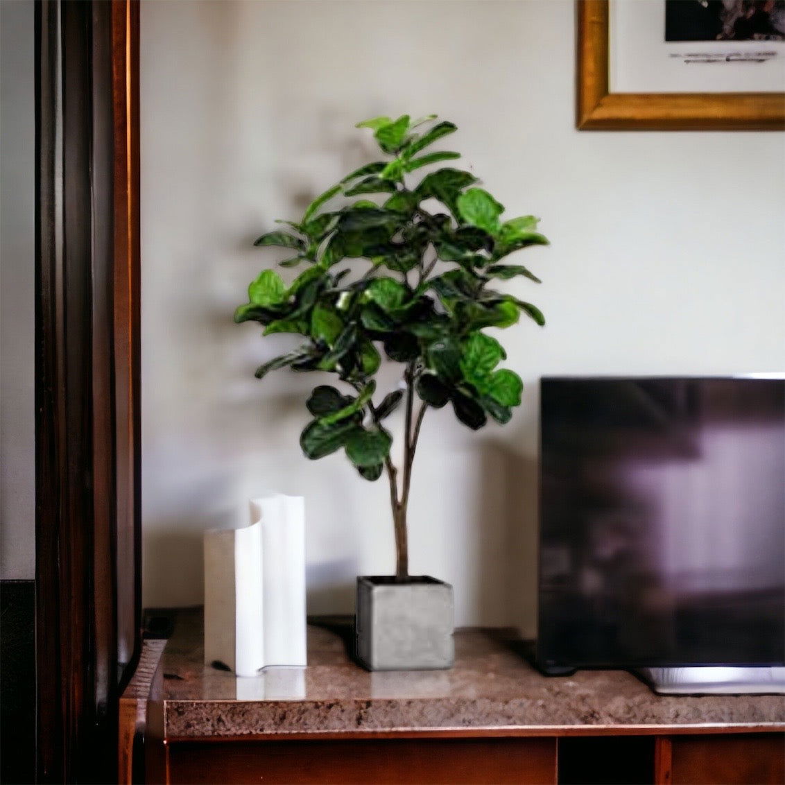 Faux Fiddle Leaf Fig Tree in a plastic nursery pot - Graceland Home and Living -  