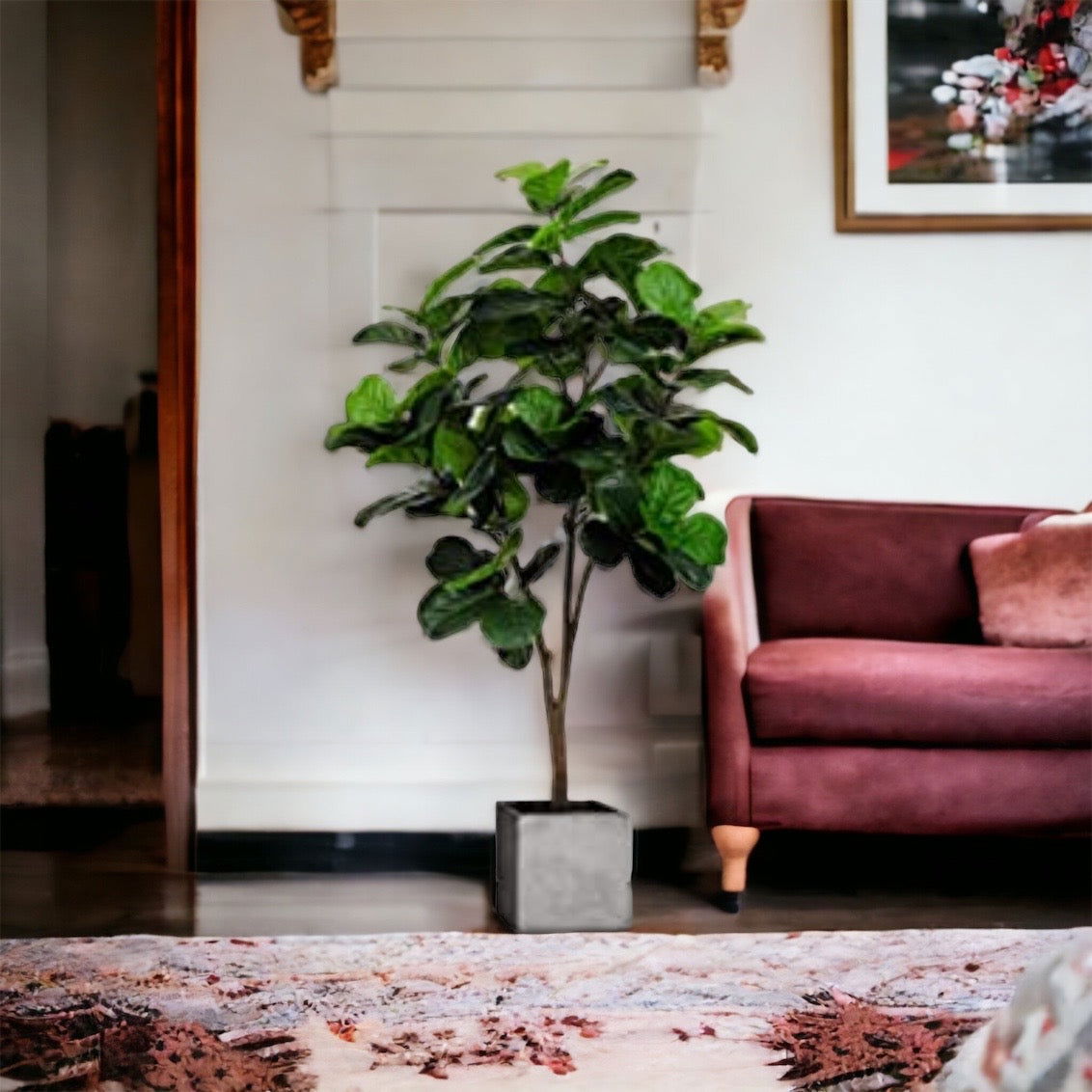 Faux Fiddle Leaf Fig Tree in a plastic nursery pot - Graceland Home and Living -  