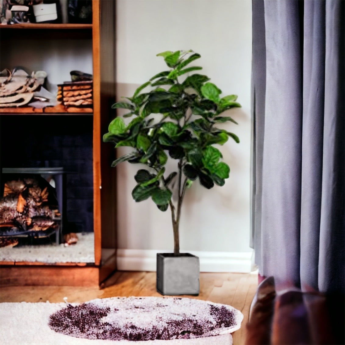 Faux Fiddle Leaf Fig Tree in a plastic nursery pot - Graceland Home and Living -  