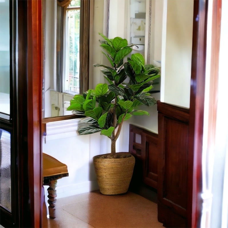 Faux Fiddle Leaf Fig Tree in a plastic nursery pot - Graceland Home and Living -  