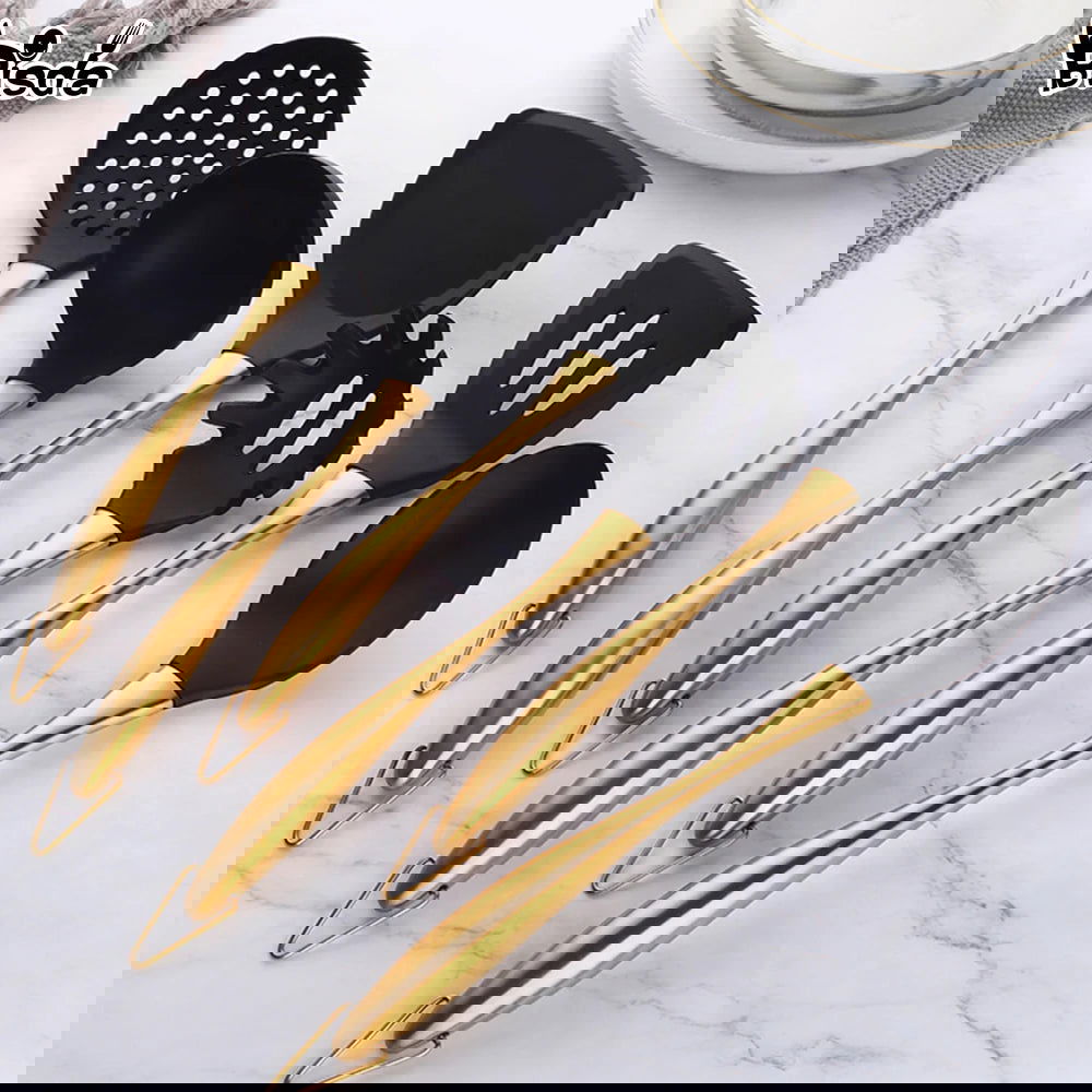 Gold Cooking Tool Set with Silicone Head - Graceland Home and Living -  