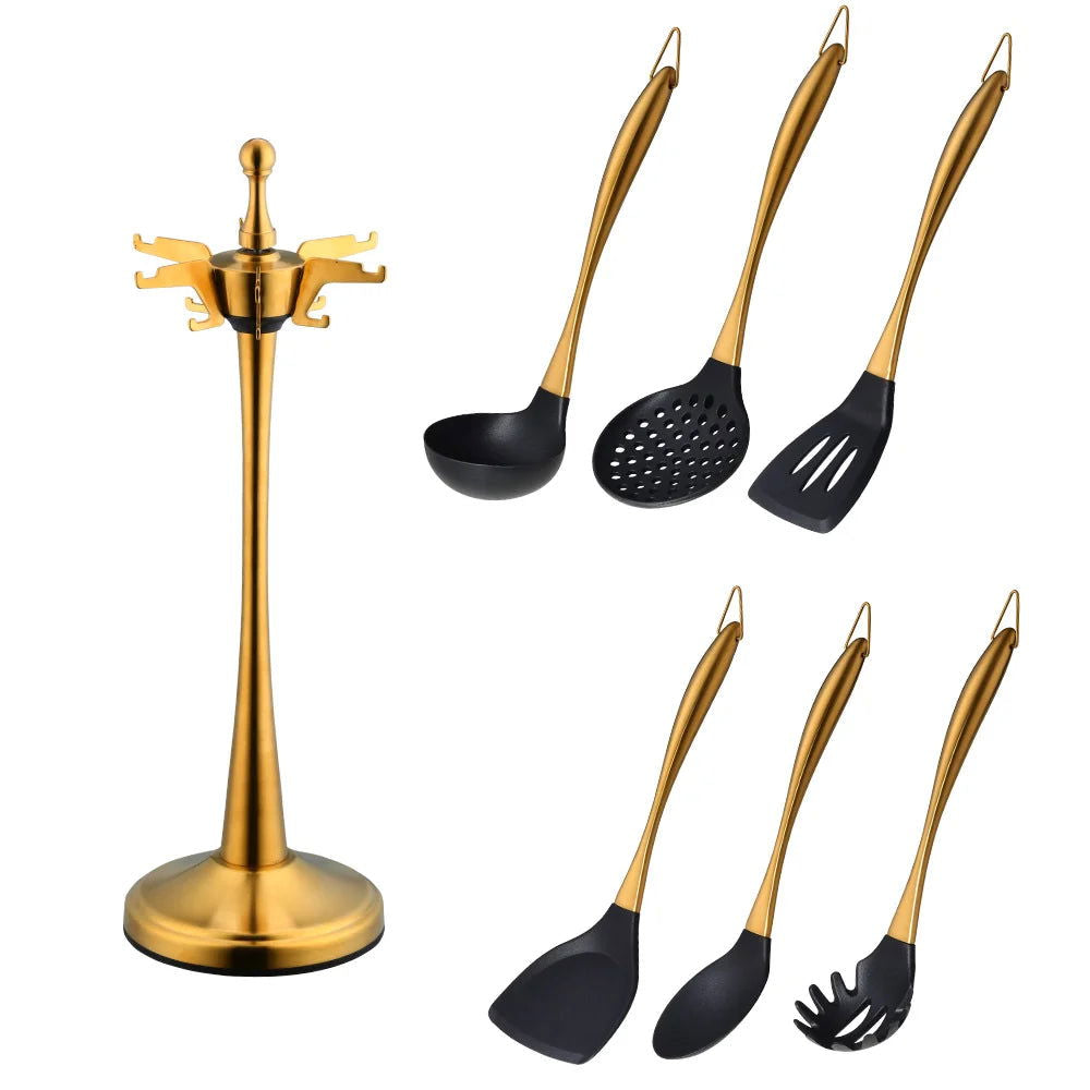 Gold Cooking Tool Set with Silicone Head - Graceland Home and Living -  