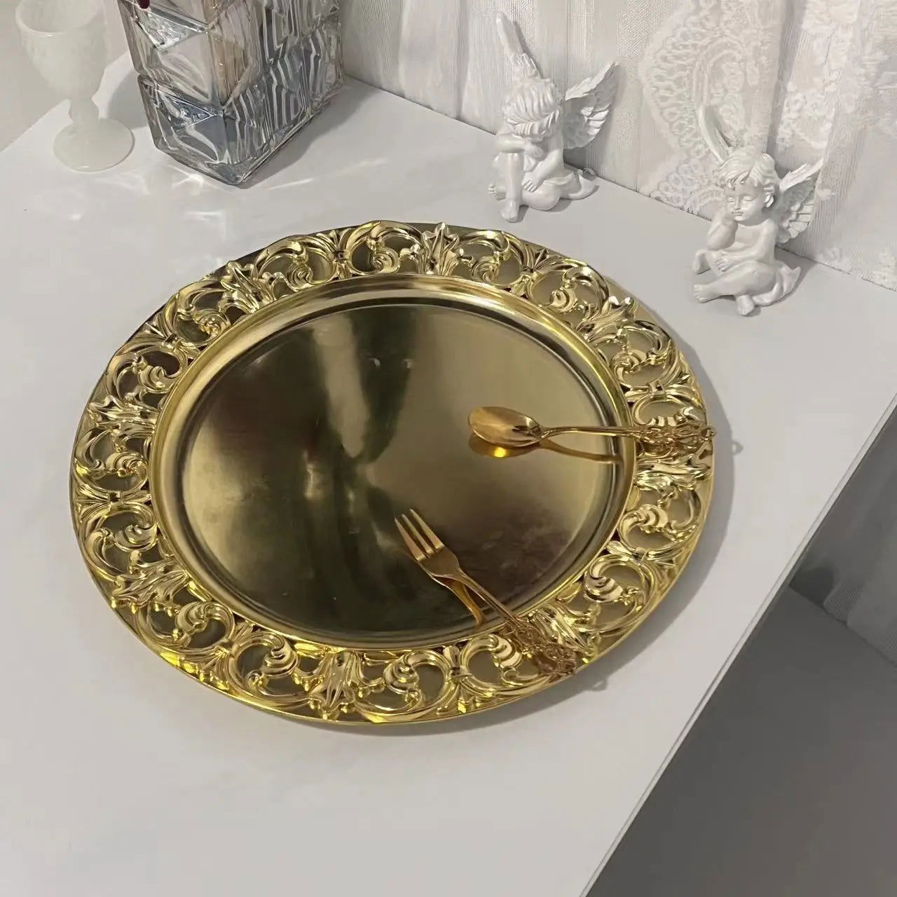 Gold  Embossed Charger Plates - Graceland Home and Living -  