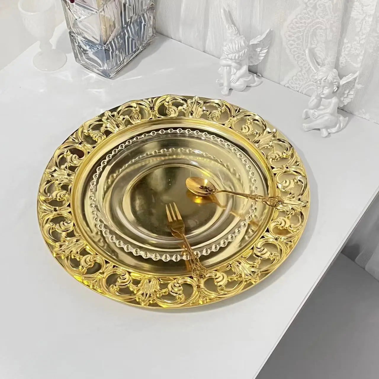 Gold  Embossed Charger Plates - Graceland Home and Living -  