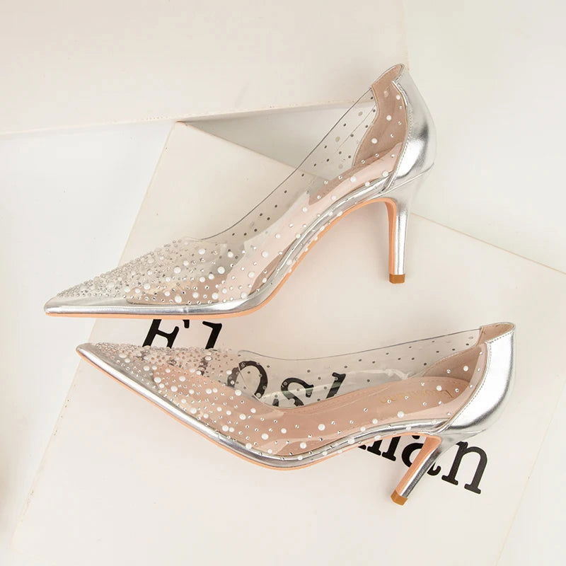 Gold Rhinestone PVC Transparent Women Pumps - Graceland Home and Living -  