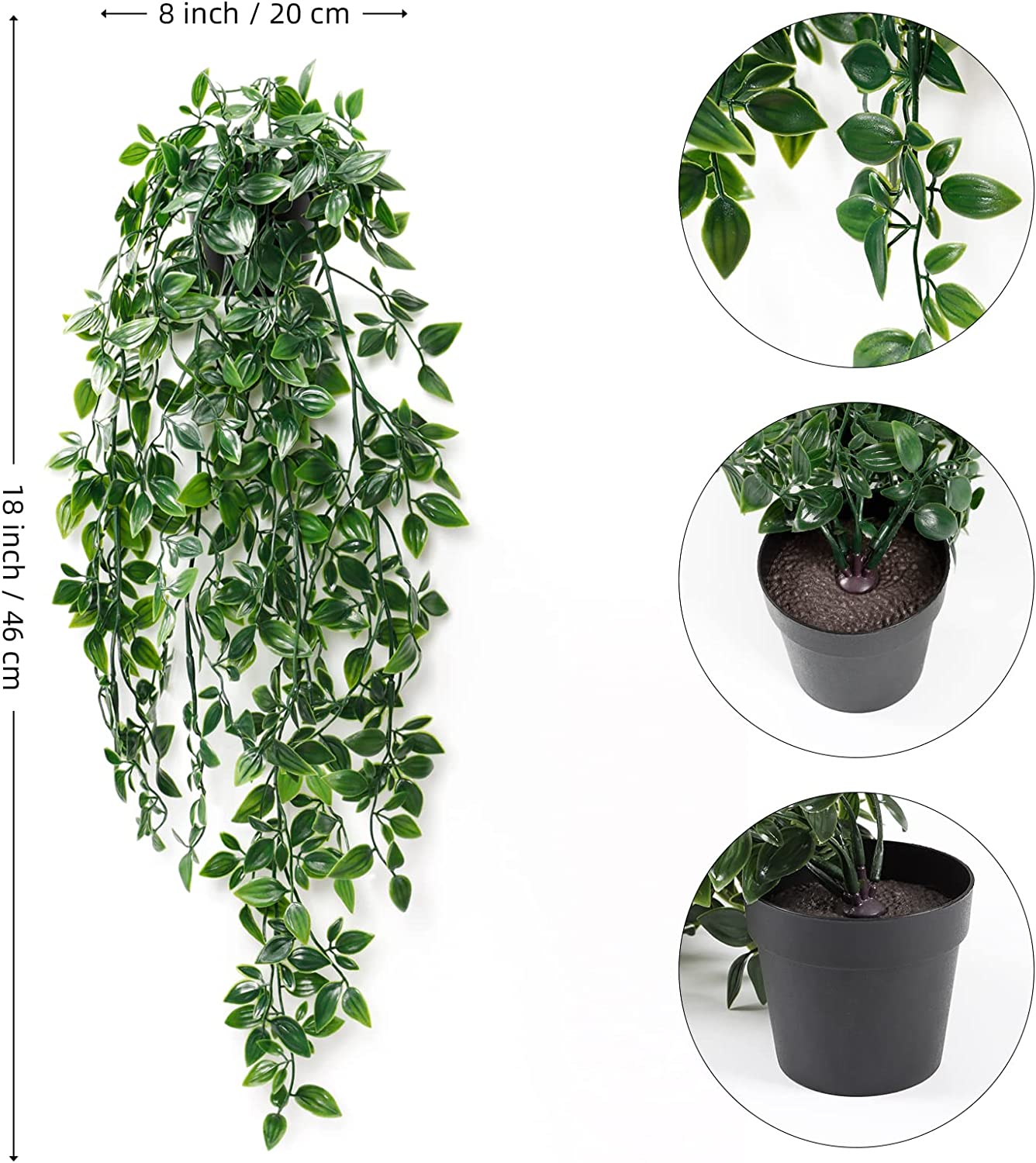 Graceland  2 Pack Artificial Hanging Potted Plants Wall Decor - Graceland Home and Living -  