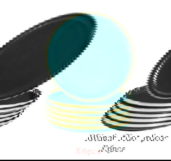 Green With Gold Inlay Quality Plates Full Set - Graceland Home and Living -  