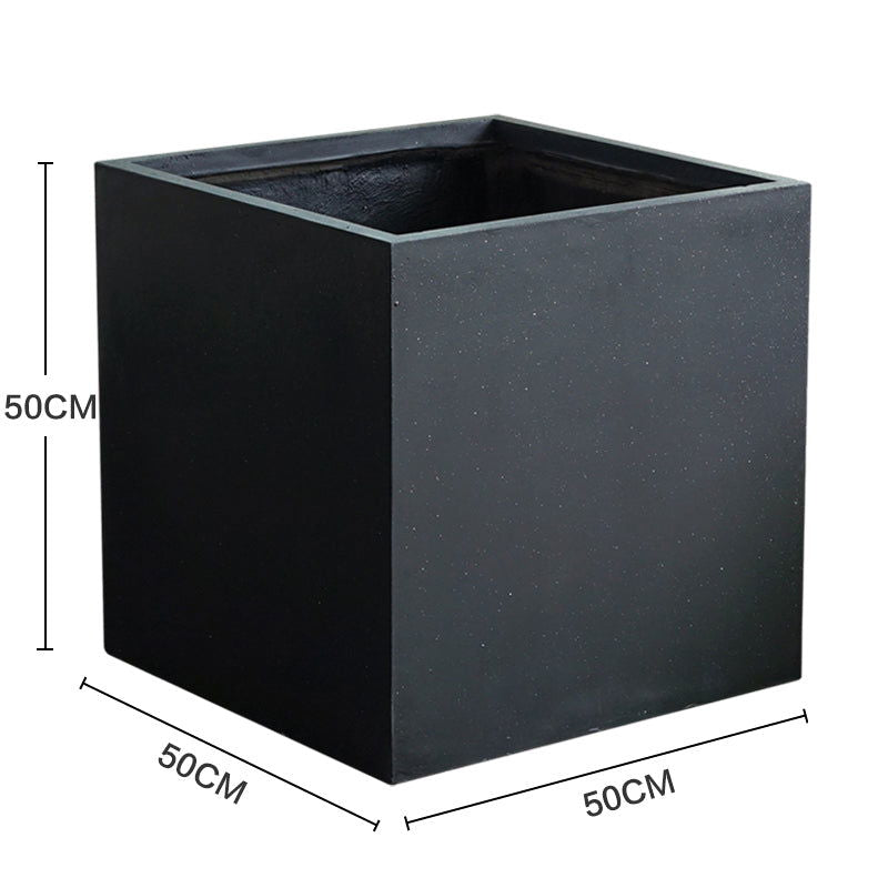 Hand-brush Square Outdoor Planter Box Large Cement Fiber Glass - Graceland Home and Living -  