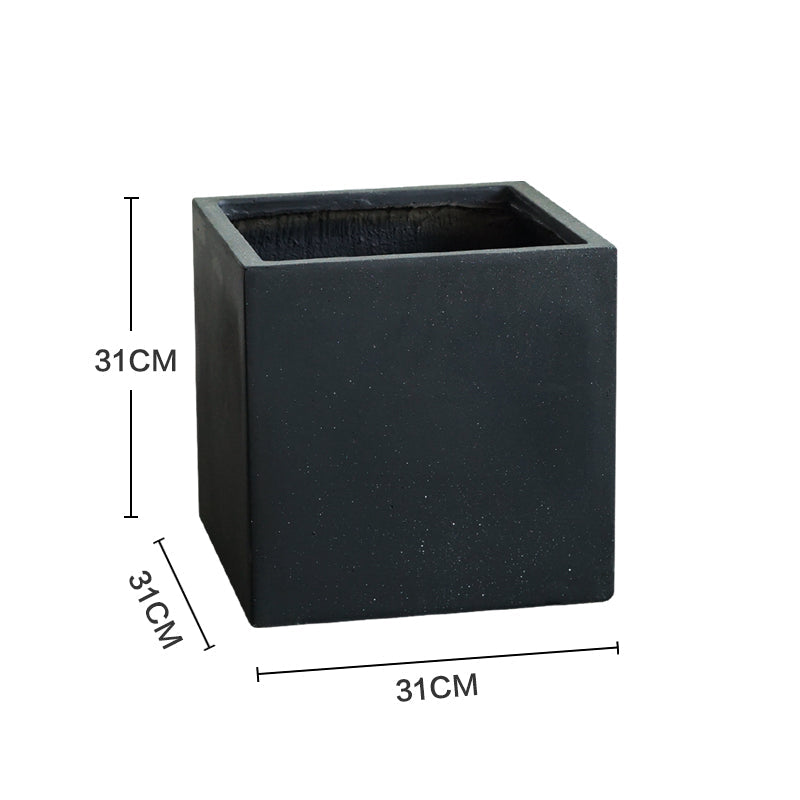 Hand-brush Square Outdoor Planter Box Large Cement Fiber Glass - Graceland Home and Living -  