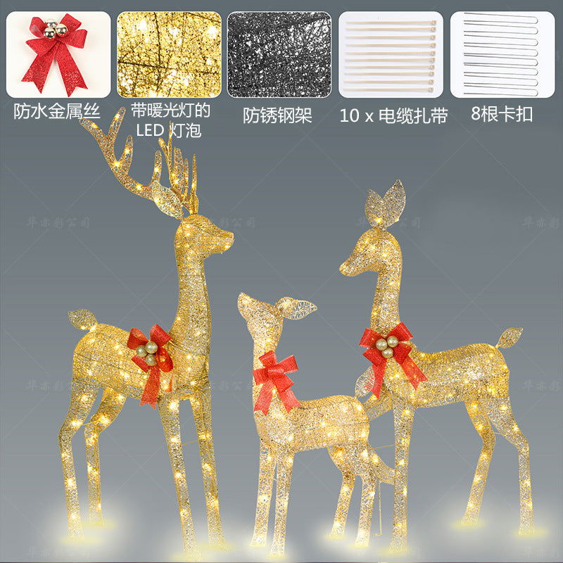 Large 3 Piece LED Lighted Holiday 3D Deer Family Buck Doe Fawn reindeer Christmas motif - Graceland Home and Living -  