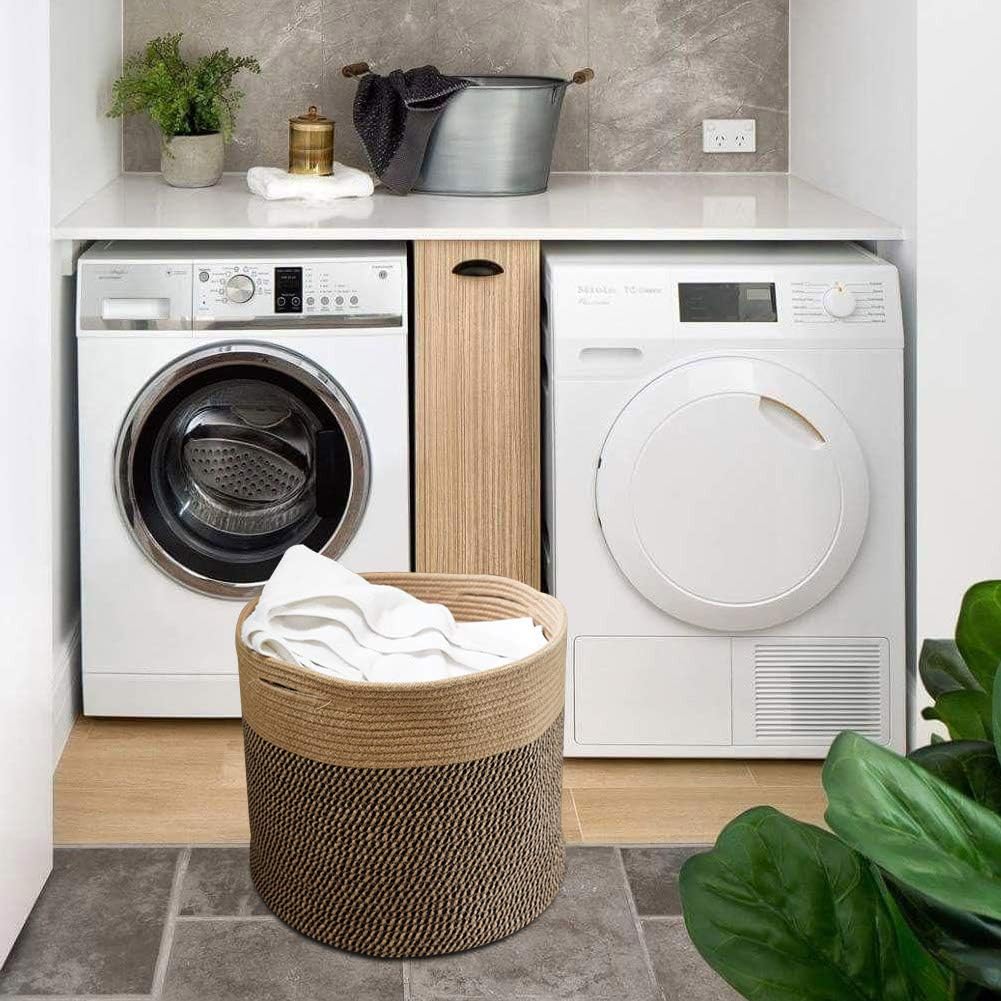 Large Jute Basket - Woven Storage Basket  Storage Bins with Handles - Graceland Home and Living -  