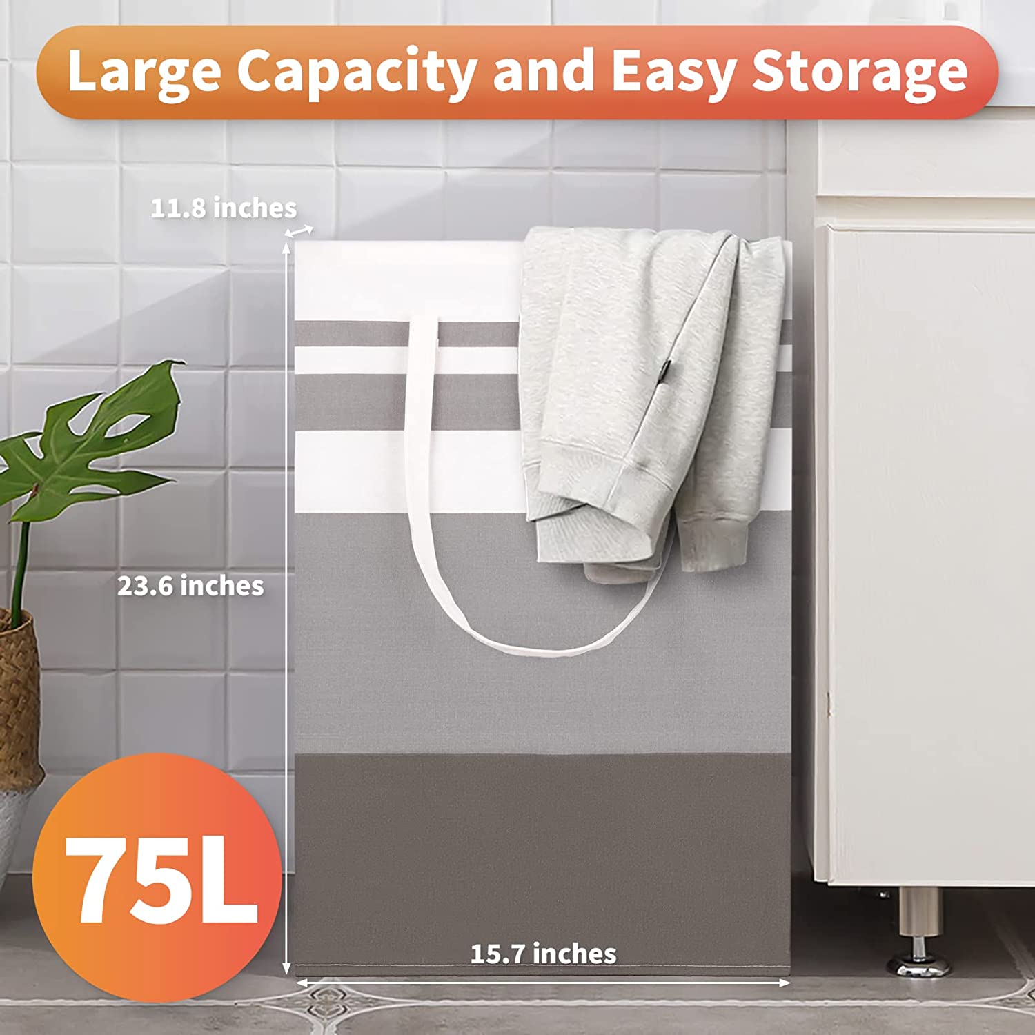 Laundry Basket 2 Packs, Laundry Hamper 75L with Easy Carry Handles Freestanding - Graceland Home and Living -  