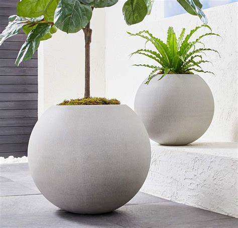 Light Weight Sphere Large White Indoor/Outdoor Planter - Graceland Home and Living -  