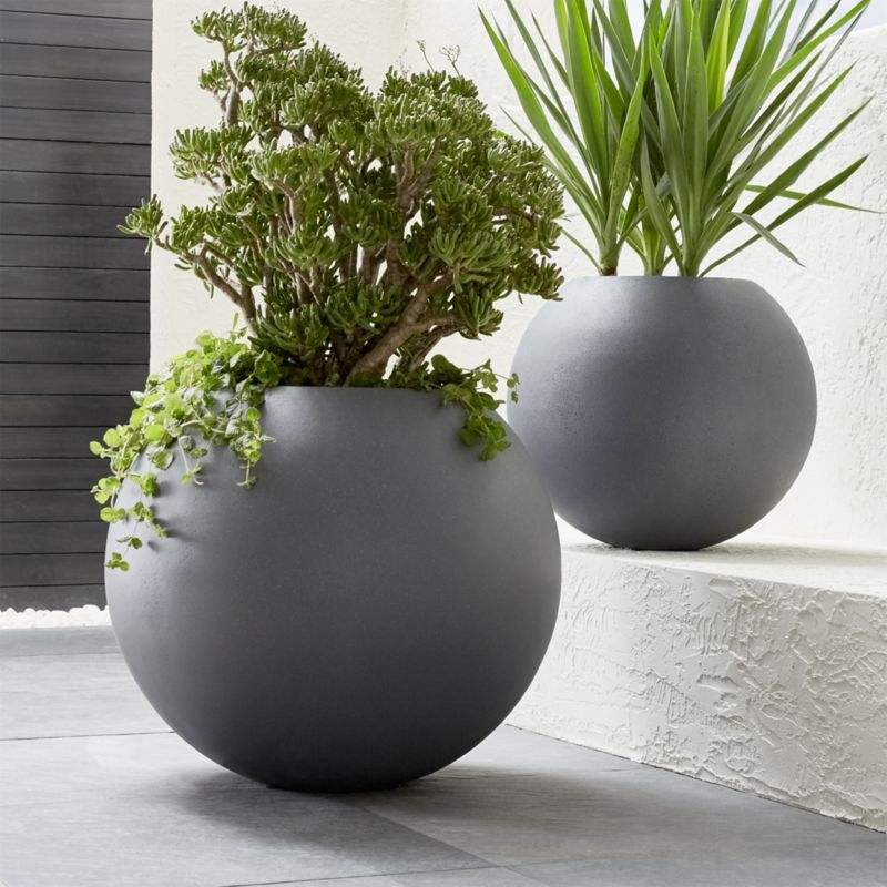 Light Weight Sphere Large White Indoor/Outdoor Planter - Graceland Home and Living -  