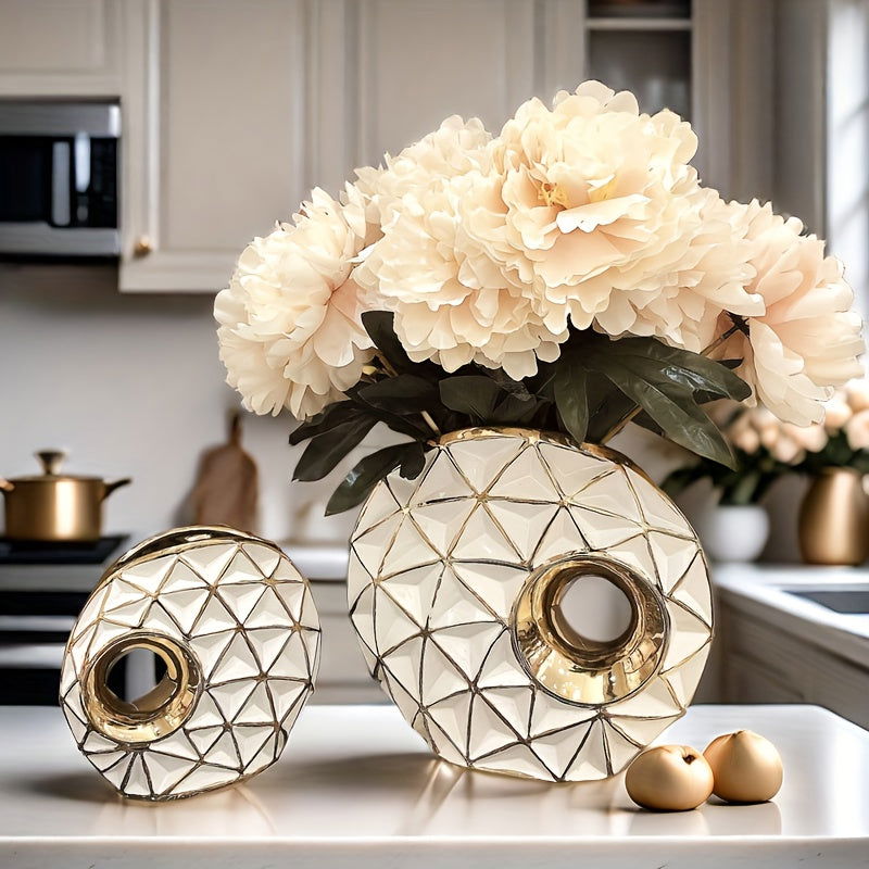 Luxurious 1pc Golden Ceramic Vase - Graceland Home and Living -  
