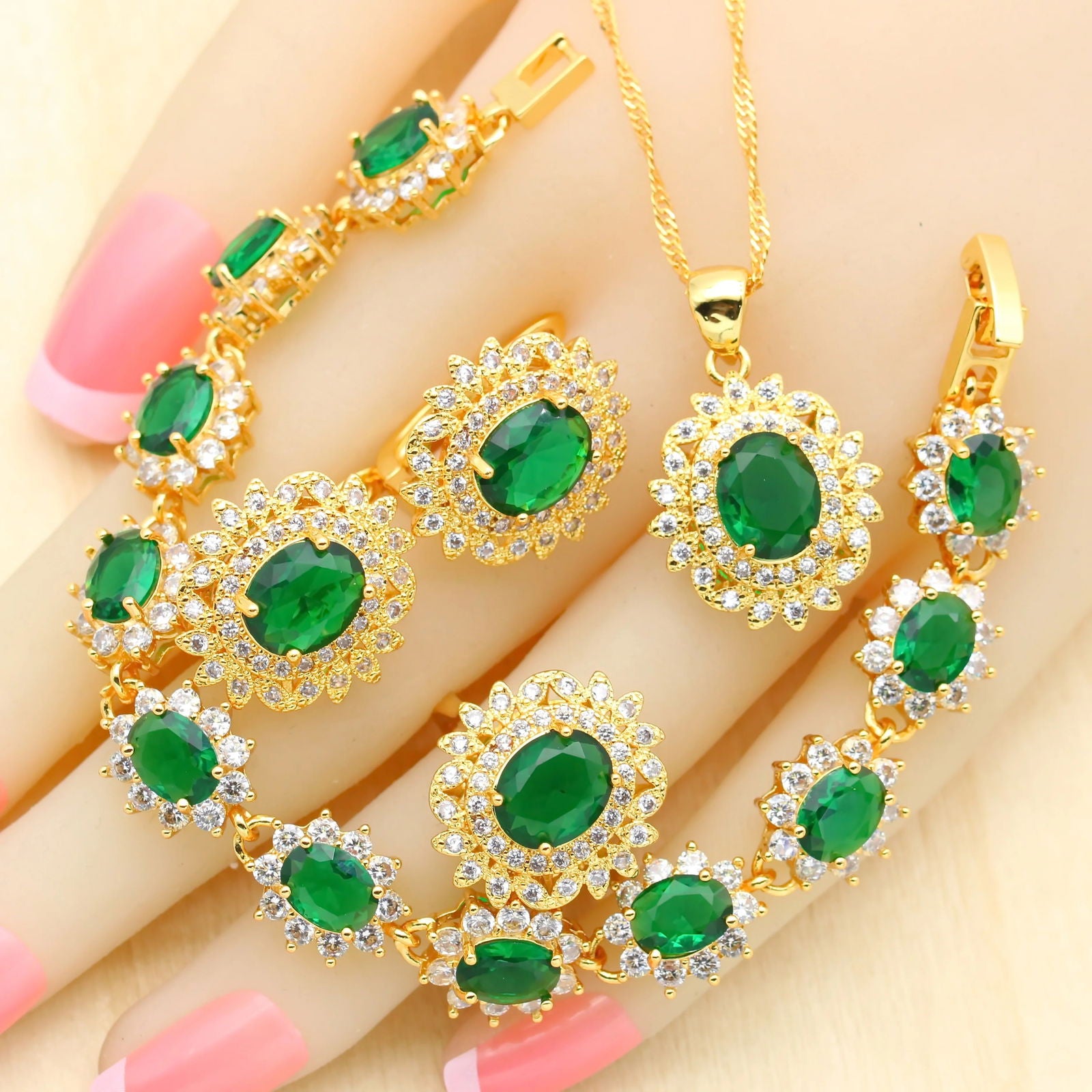 Luxury Blue Crystal Gold Plated Jewelry Sets - Graceland Home and Living -  