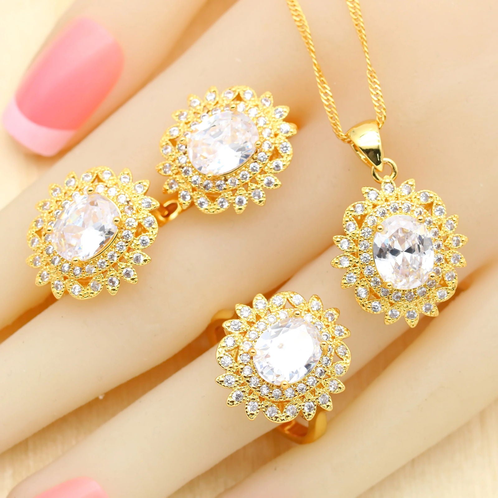 Luxury Blue Crystal Gold Plated Jewelry Sets - Graceland Home and Living -  