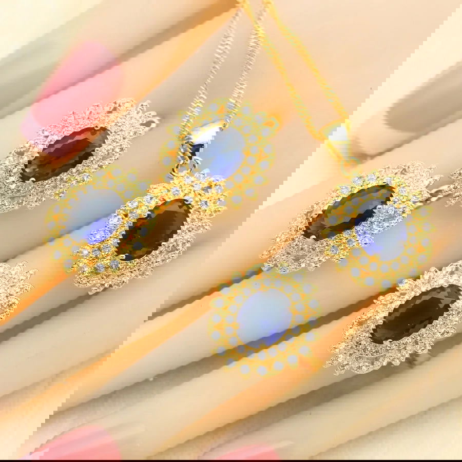 Luxury Blue Crystal Gold Plated Jewelry Sets - Graceland Home and Living -  