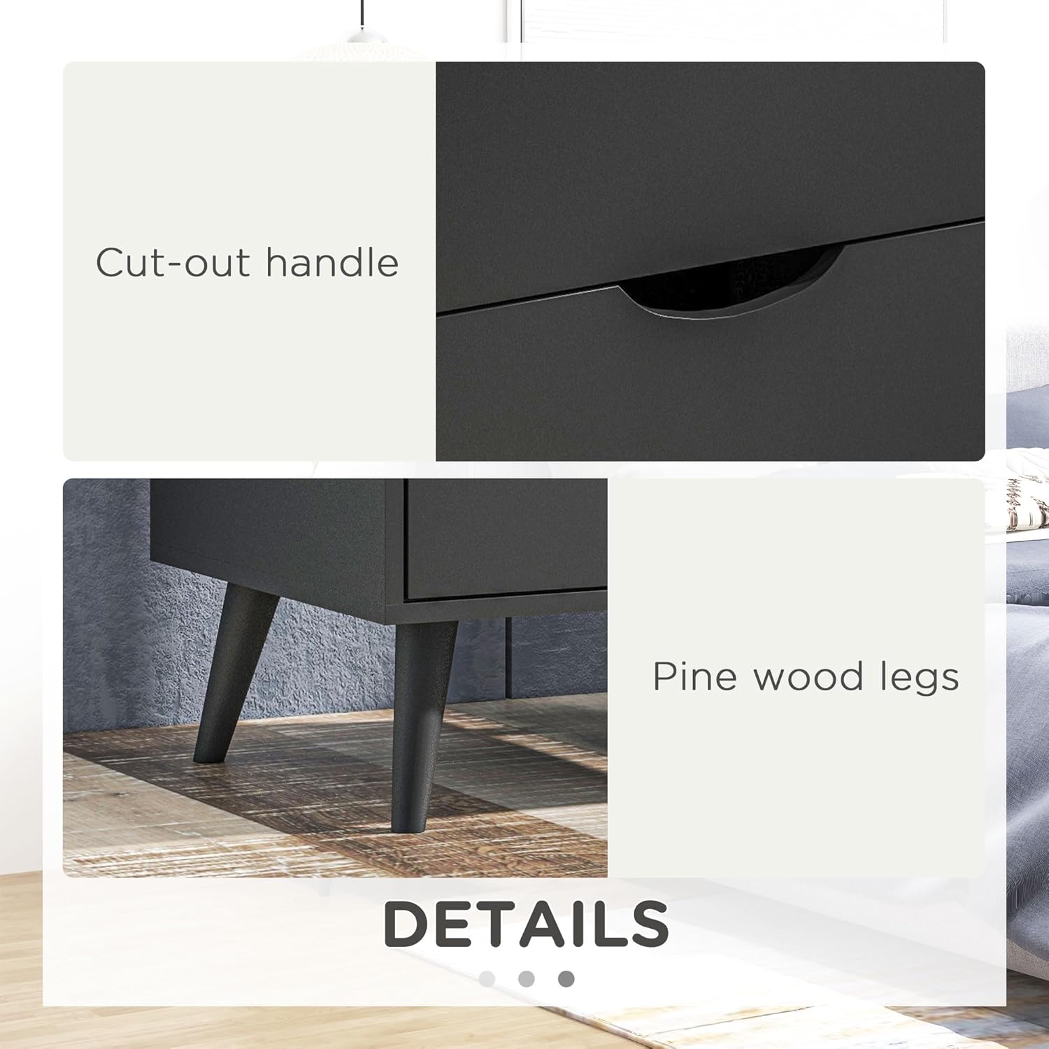 Modern Nightstand, Bedside Table with 2 Drawers, End Table with Wood Legs for Bedroom, White - Graceland Home and Living -  