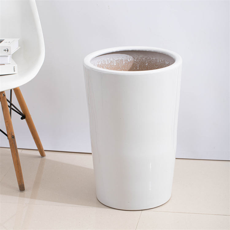 Modern Nordic  Round white ceramic indoor flower pots - Graceland Home and Living -  