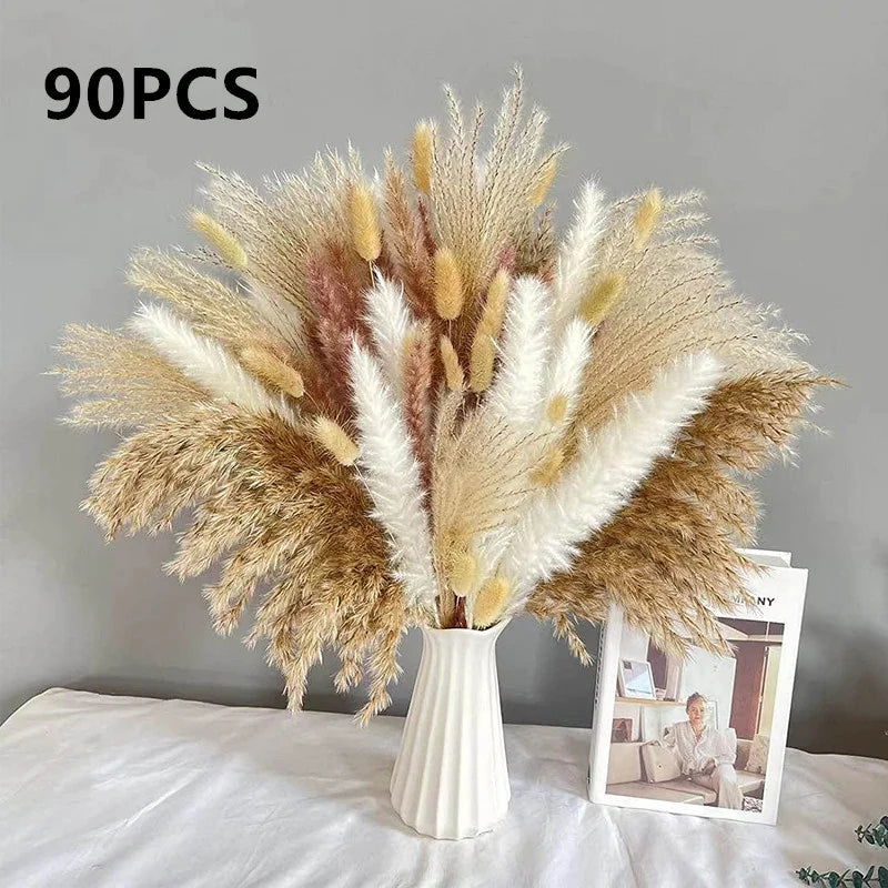 Natural Dried Flowers Pampas Phragmites Rabbit Tail Grass Bouquet for Home Decor . - Graceland Home and Living -  