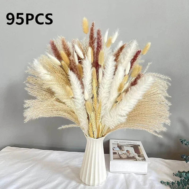 Natural Dried Flowers Pampas Phragmites Rabbit Tail Grass Bouquet for Home Decor . - Graceland Home and Living -  