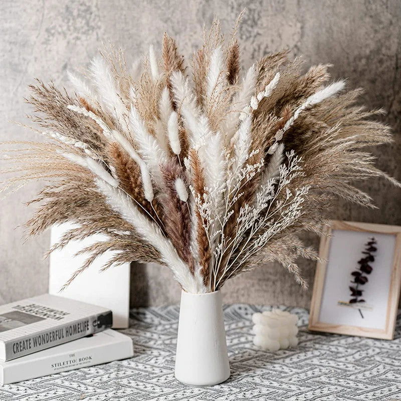 Natural Dried Flowers Pampas Phragmites Rabbit Tail Grass Bouquet for Home Decor . - Graceland Home and Living -  