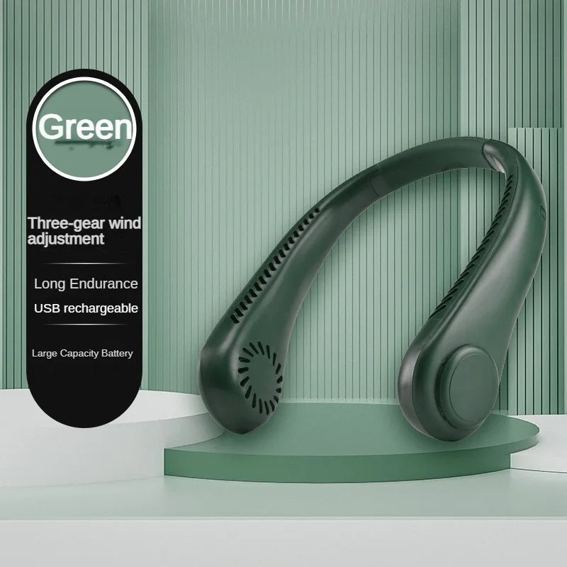 New Mini Portable Bladeless Rechargeable Neck Fan  1200mAh  Air Cooler - Graceland Home and Living -  