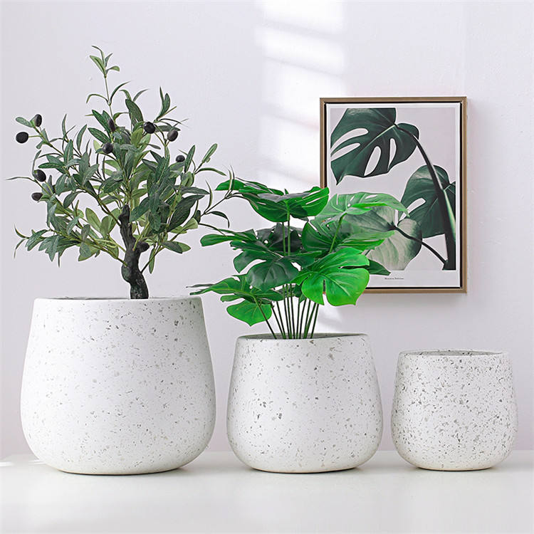 Nordic minimalist round  white fiberglass planter h Graceland Home and Living