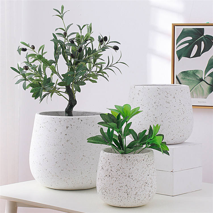 Nordic minimalist round  white fiberglass planter h Graceland Home and Living