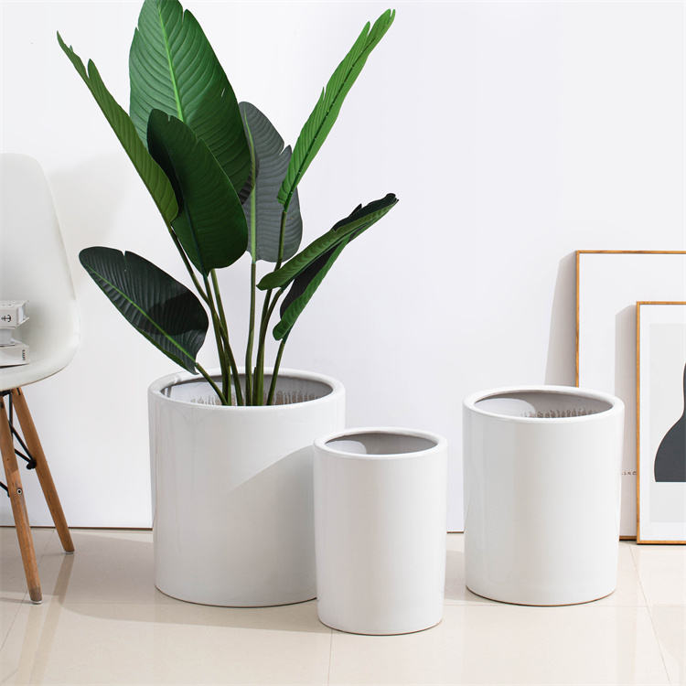 Nordic white cylinder ceramic  plant pots Graceland Home and Living