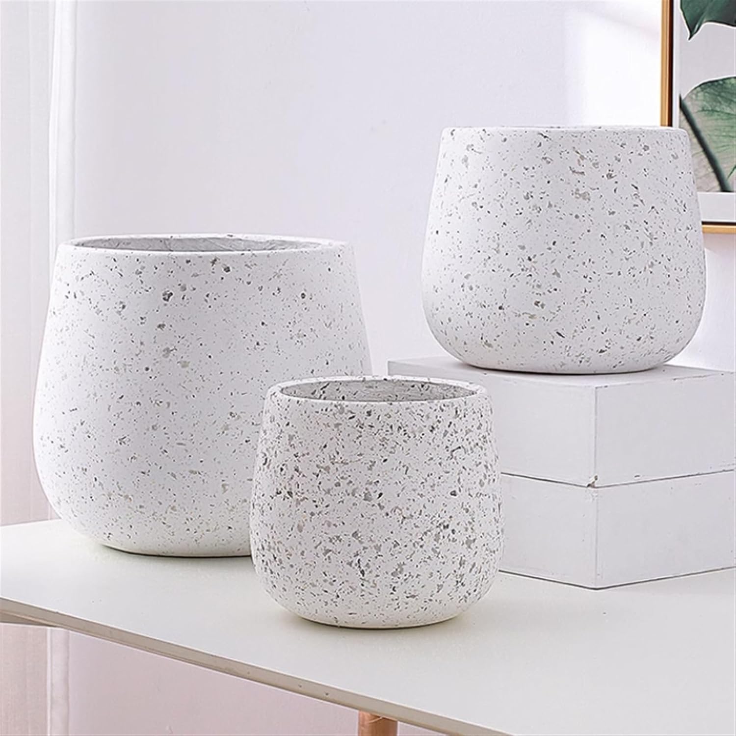 Nordic Minimalist Round  White fiberglass Planter - Graceland Home and Living -  