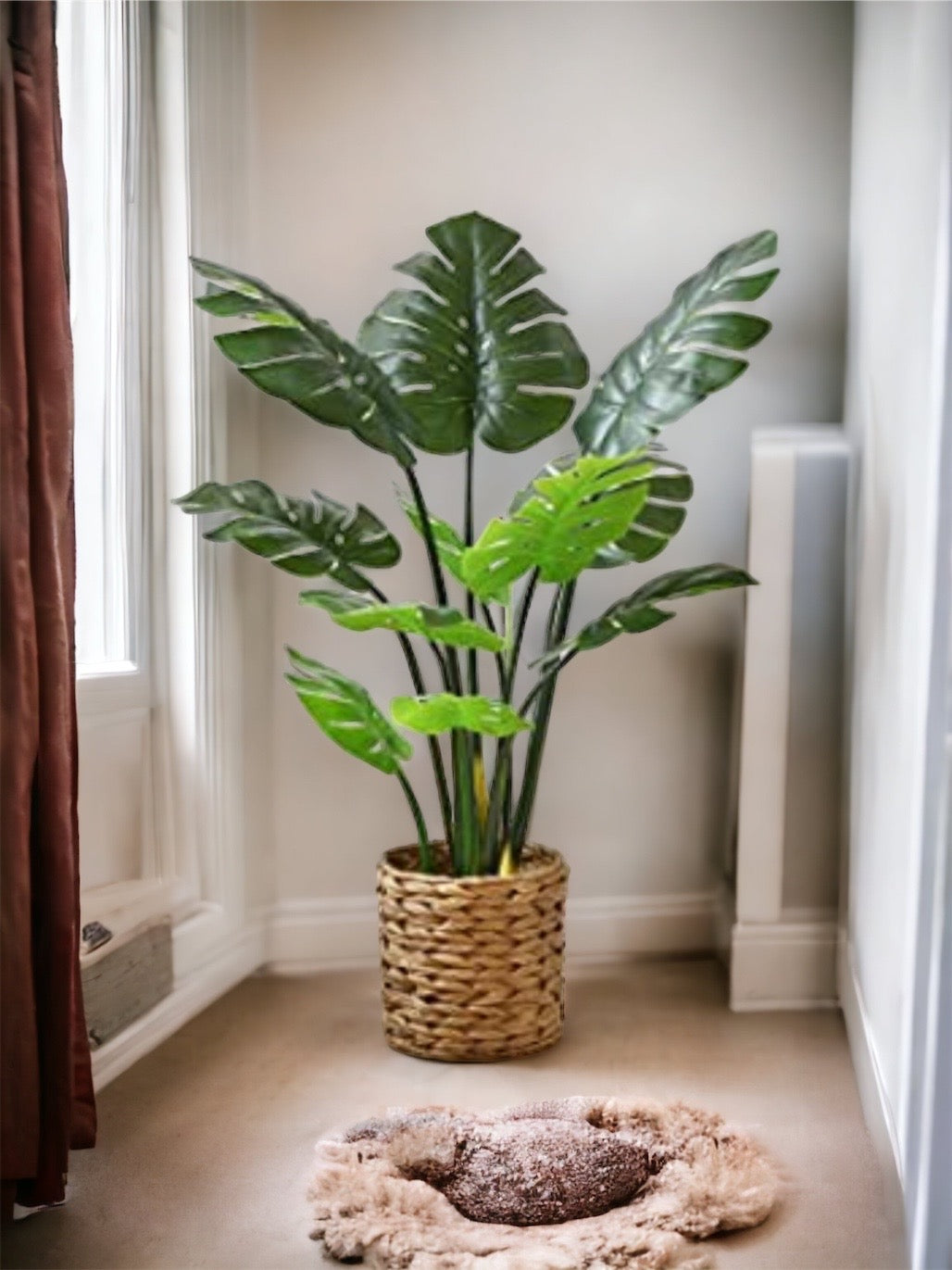 Artificial Monstera Deliciosa Plant Tree 5ft/59'' Fake Tropical Palm Tree with 10 Leaves