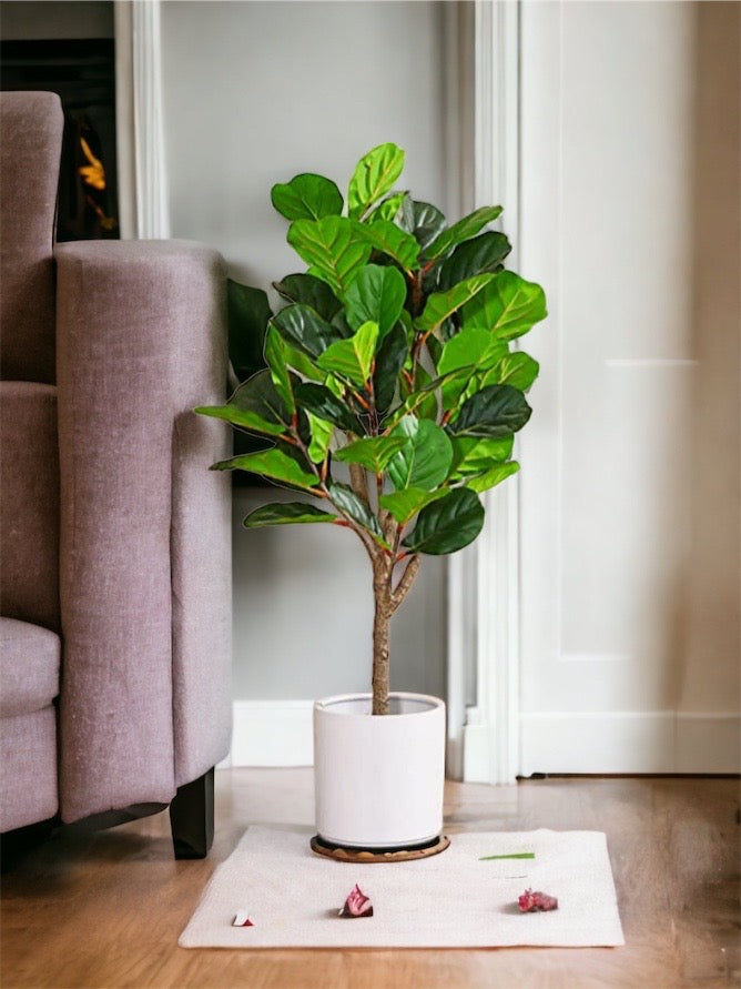 4.3Ft Faux Ficus Lyrata Plant - Faux Fiddle leaf tree with 44 Leaves.