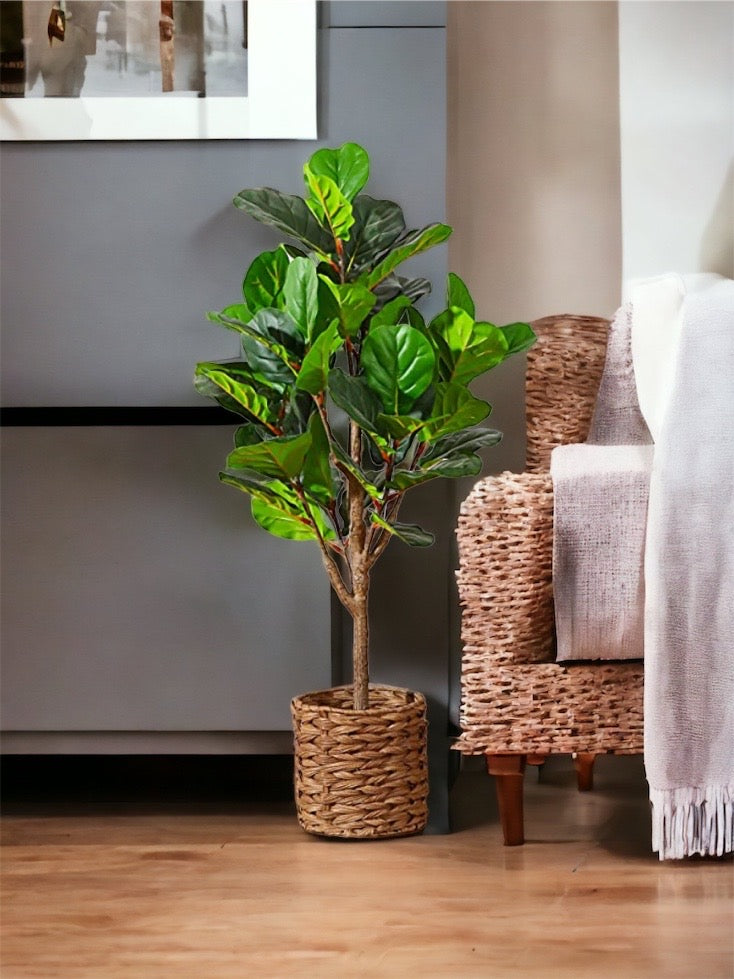 4.3Ft Faux Ficus Lyrata Plant - Faux Fiddle leaf tree with 44 Leaves.