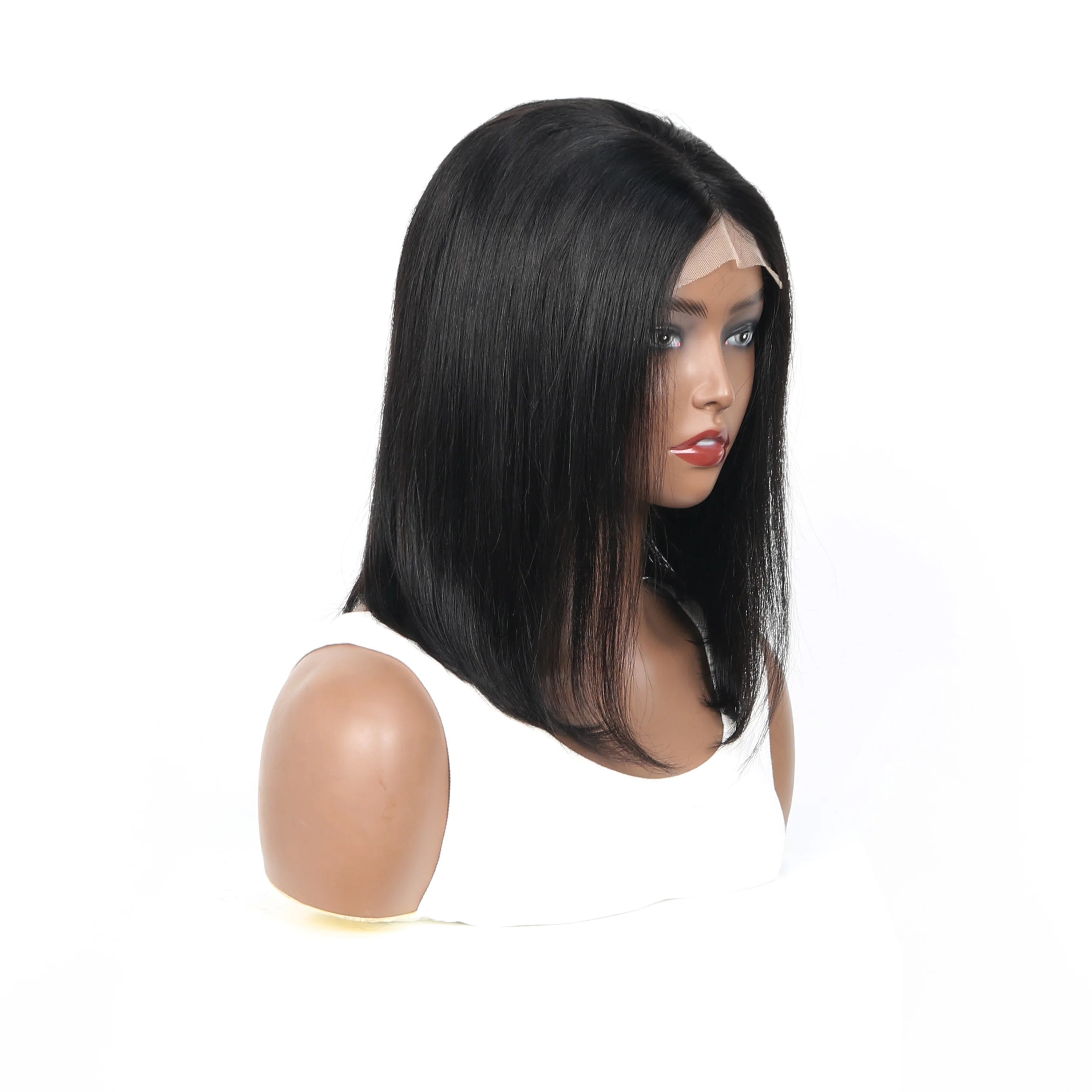Short Bob Wig Brazilian Hair Lace Front Human Hair Wigs Pre Plucked Natural Color 4x4 Lace  Wigs
