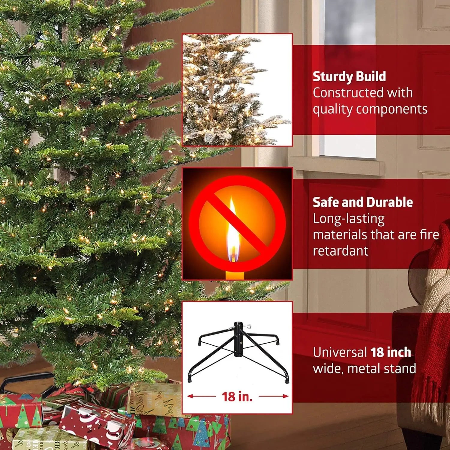 7.5 Foot Pre-Lit Flocked Aspen Fir Artificial Christmas Tree with 700 UL Listed Clear Lights