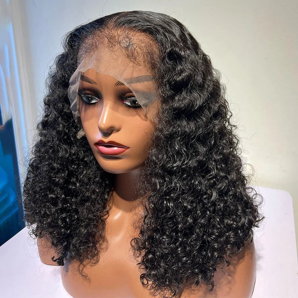 Curly Short Bob 250% HD 13X6 Lace Frontal Human Hair Wigs Deep Water Wave
